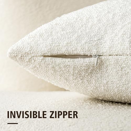 Foindtower Decorative Textured Boucle Throw Pillow Covers 20x20 Inch,White - color: White, size: 20" x 20" (Pack of 2)