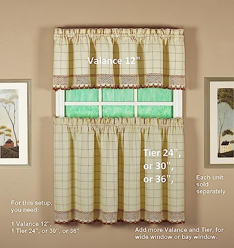 Today's Curtain Adirondack 2-Tone Crochet Tier 24", Ecru/Toast, 60W x 24L - color: Ecru/ Toast, size: 60"W x 24"L (Pack of 1)