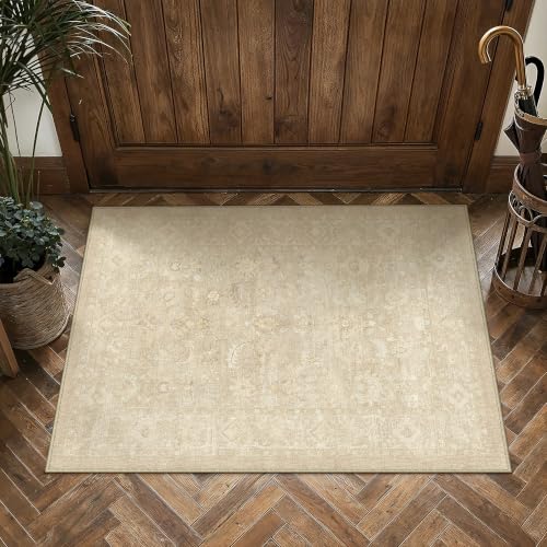 2x3 Beige Neutral Floral Area Rug - color: Beige, size: 2' x 3' (Rectangular)