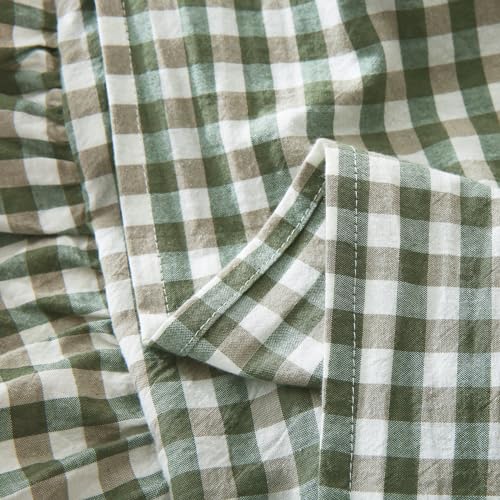 Mywinlle Sage Green Gingham Plaid Ruffle Throw Pillow Covers 18"x18" - color: Green Plaid, size: 18" x 18" (Pack of 2)