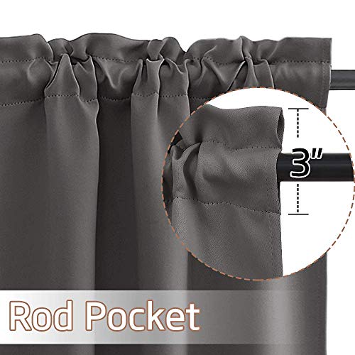 NICETOWN Blackout Camper Curtains for Kitchen, Solid Half Window Curtain Tiers for Energy Saving Privacy Shade for RV Camper Bathroom Basement, Width 34 x Length 24 inches, Grey, 2 Pieces - color: Grey, size: 34"W x 24"L (Pack of 2)