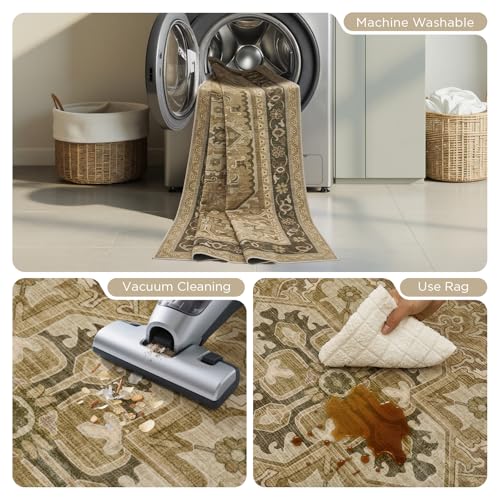 Joydeco Runners for Hallways Entryway, 2x6 Kitchen Rugs Non Slip Washable - color: Beige&gray&brown, size: 2' x 6' (Rectangular)