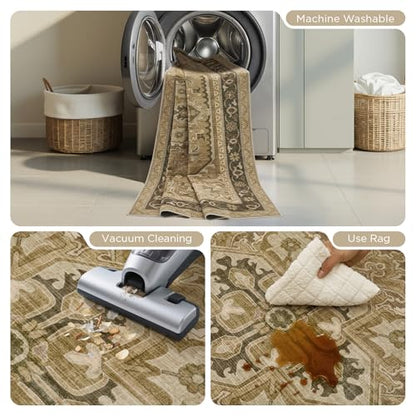 Joydeco Runners for Hallways Entryway, 2x6 Kitchen Rugs Non Slip Washable - color: Beige&gray&brown, size: 2' x 6' (Rectangular)