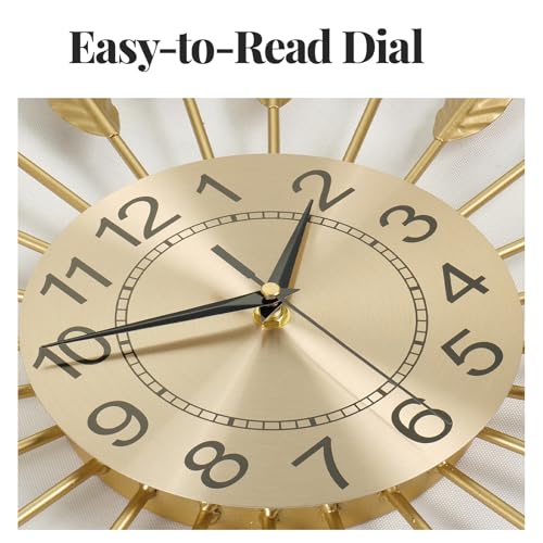 Cuspin 30 Inch Large Wall Clock Gold Mid Century Modern Sunburst Wall Clock - color: Leaf Sunburst, size: Large