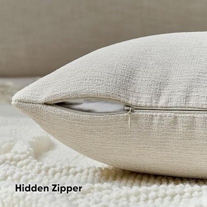 HAUSSY Set of 2 Soft Chenille Throw Pillow Covers 12x20 Inch, Natural Beige - color: Natural Beige, size: 20" x 12" (Pack of 2)