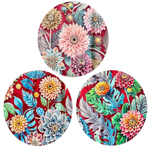 Bohemian Floral Dahlia Scroll Window Valance 52 X 16 Inches - color: Dahlia-red