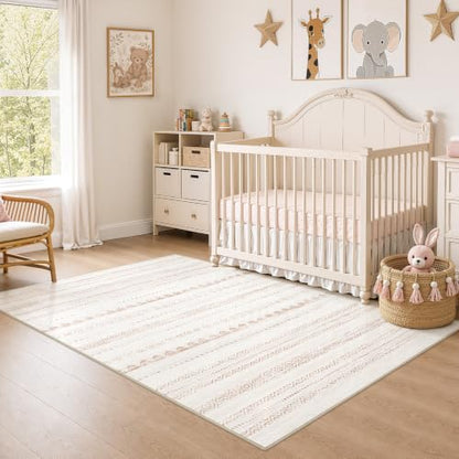 Nakagishi Boho 4x6 Area Rug Living Room Rugs Machine Washable Beige/Brown - color: Beige Brown, size: 4' X 6' (Rectangular)