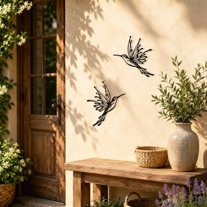 Pinetree Art Black Metal Hummingbird Wall Art Farmhouse Birds Wall Decor - color: Hummingbird