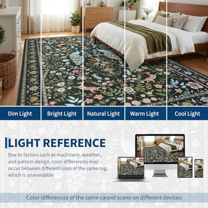 Garvee Floral 5x7 Area Rugs Washable Living Room Rug Entryway Rug Green - color: Green, size: 5' x 7' (Rectangular)