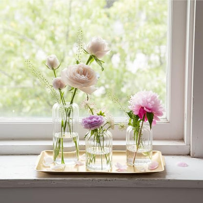 Glass Bud Vases Set of 24, Ribbed Small Flower Glass Vases for Centerpieces - color: Ribbed-24pcs