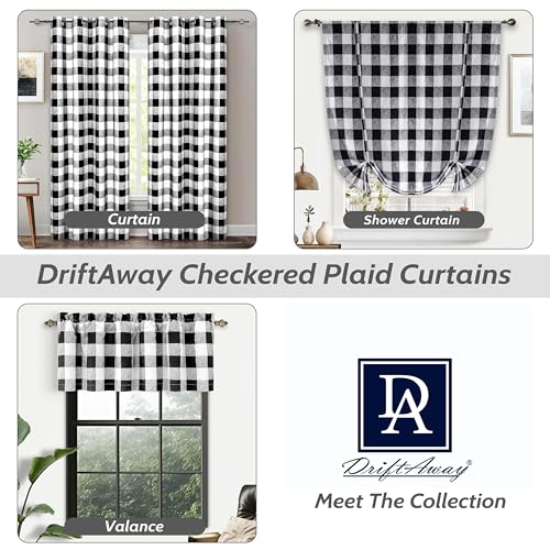 DriftAway Buffalo Plaid Blackout Curtains 1 Panel W50 x L120, Black - color: Black, size: 50"W x 120"L (Pack of 1)