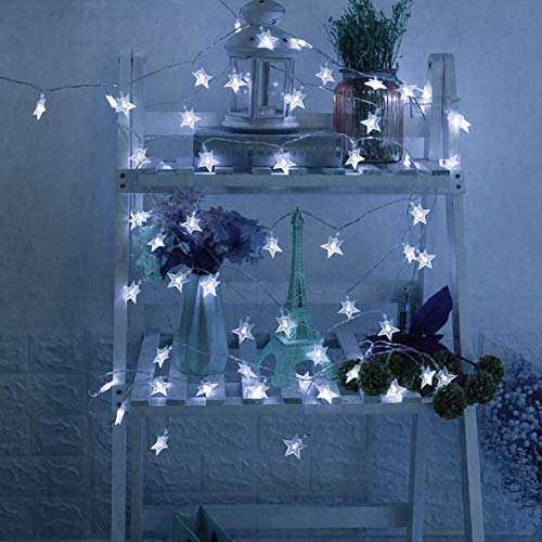 Twinkle Star 100 LED Star String Lights Plug in 33FT, White - color: White, size: Star lights - 49 ft