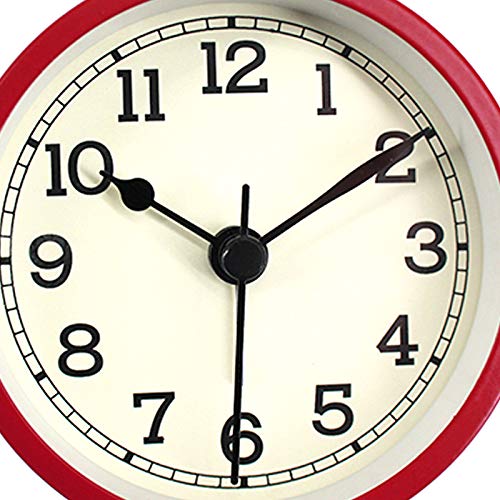 3" Round Quartz Analog Metal Alarm Clock Silent Non Ticking Desk Clock - color: Red