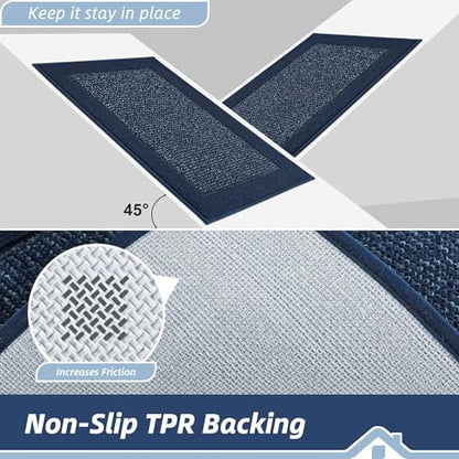 BEQHAUSE Kitchen Rugs 32"x48", Non Slip Kitchen Floor Mats Washable, Blue - color: Blue, size: 32" X 48" (Rectangular)