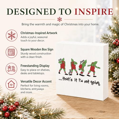 That's It I'm Not Going Sign, Funny Christmas Wood Box Shelf Decor - color: Style 29