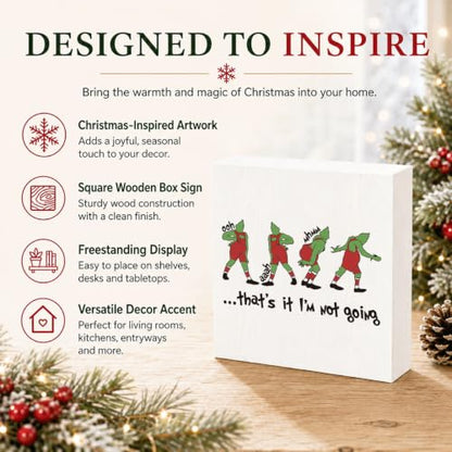 That's It I'm Not Going Sign, Funny Christmas Wood Box Shelf Decor - color: Style 29