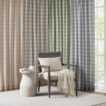 Madison Park Plaid Window Curtain Thermal Insulated, 1 Panel, 50x63 Brown - color: Rod Pocket & Back Tab, Brown, size: 50"W x 63"L (Pack of 1)