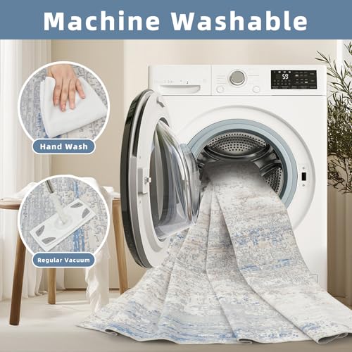 Washable Rugs 6x9 Area Rugs for Living Room,Bedroom,Dining Room,Kids Room - color: Blue-griege-brown-beige-white, size: 6' x 9' (Rectangular)