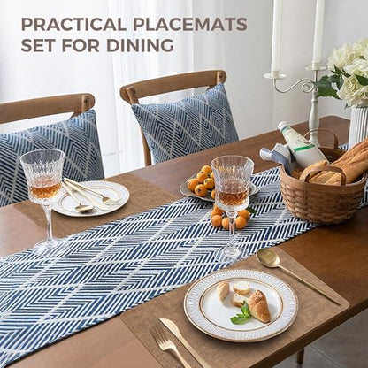 NCUE Vinyl Placemats Set of 6, 17"x12" Wipeable Place Mats with Coasters - color: Light Brown, size: Set of 6