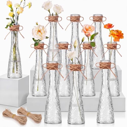 Set of 18 Clear Glass Bud Vases for Centerpiece, Water Ripple - color: Clear, size: Water Ripple