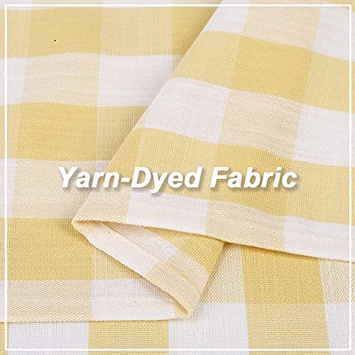 Amzdecor Yellow White Buffalo Plaid Valance Semi Sheer Cafe Curtain 55"x15" - color: Yellow/White