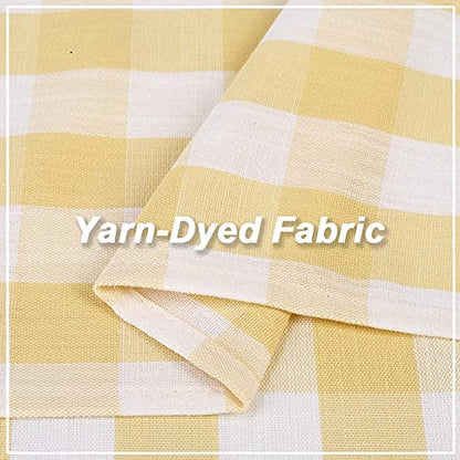 Amzdecor Yellow White Buffalo Plaid Valance Semi Sheer Cafe Curtain 55"x15" - color: Yellow/White