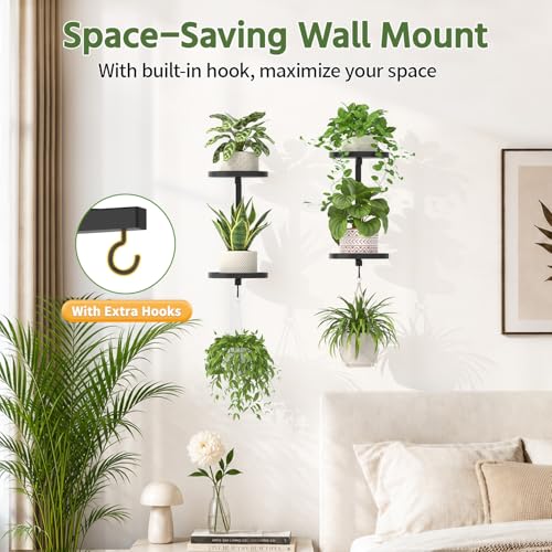 LASZOLA Plant Hanger Holder Window Shelf Wall Mounted Indoor, 2 Pcs Black - color: Dark Black, size: 2