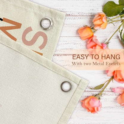 Pink Room Decor Linen Canvas Banner Wall Hanging Flag - color: Off White