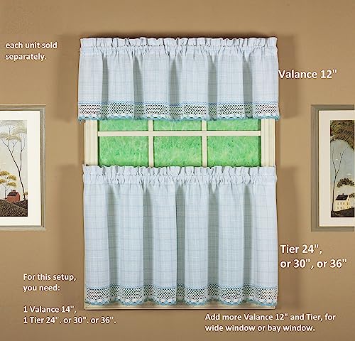 Today's Curtain Adirondack 2-Tone Crochet Valance 12", White/Blue, 60W x 12L - color: White/ Blue, size: 60"W x 12"L (Pack of 1)