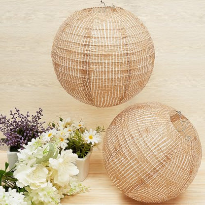 Hortsun 12 Pcs Print Burlap Paper Lanterns Classroom Decor,10 Inch - size: 10 Inch