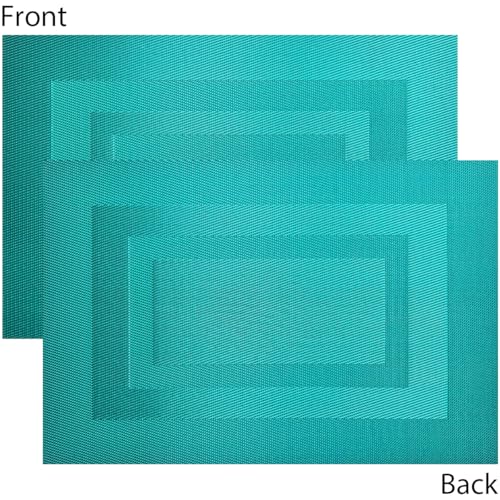 PIGCHCY Placemats Washable Vinyl Woven Table Mats,Elegant Durable Placemats for Dining Table Set of 4 (18 x 12 inches, Turquoise Blue) - color: Box: Turquoise Blue, size: 4 Placemats