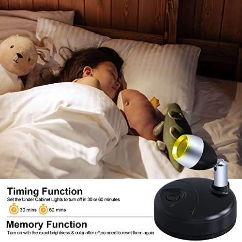 RGB Mini Spotlight Battery Operated Up Lights Indoor with Remote, 2 Pack