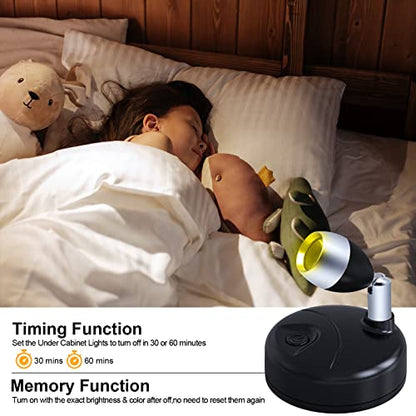 RGB Mini Spotlight Battery Operated Up Lights Indoor with Remote, 2 Pack