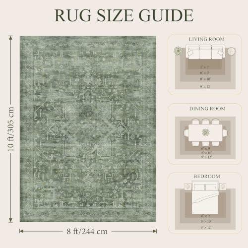 8x10 Washable Boho Area Rug, Teal Farmhouse for Living Room Carpet - color: Teal, size: 8' x 10' (Rectangular)