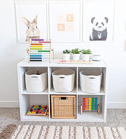 OrganiHaus Cotton Rope Baskets for Shelves, Set of 3, 15x9x10 - color: Full Off-White