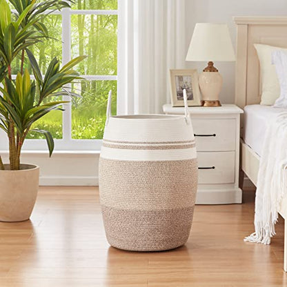 OIAHOMY 105L Laundry Hamper Woven Cotton Rope Large Clothes Hamper Yellow - color: Gradient Yellow