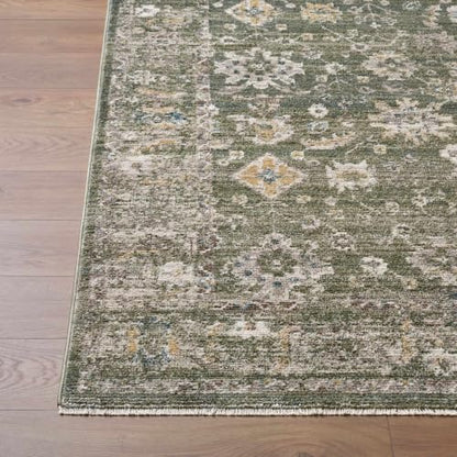 Hauteloom Zenan Living Room, Bedroom Area Rug - Traditional - Olive, Taupe, Medium Brown - 5' x 7'5" - color: Olive, Taupe, Medium Brown / Humana, size: 4'11" x 7'5" (Rectangular)