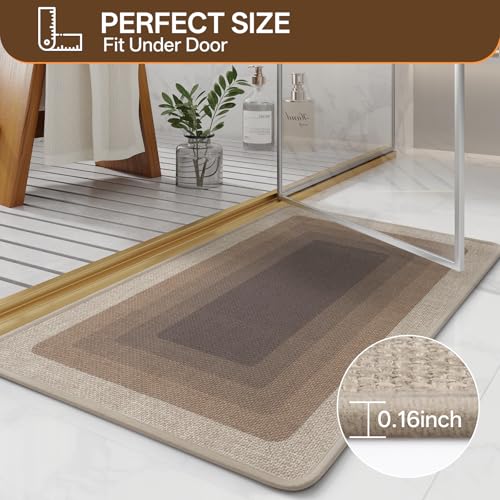 Bath Mat Non Slip,Quick Dry Bathroom Rug Under Door,24"x36",Brown - color: Grid Brown, size: 24" x 36"