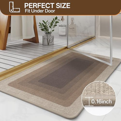 Bath Mat Non Slip,Quick Dry Bathroom Rug Under Door,24"x36",Brown - color: Grid Brown, size: 24" x 36"