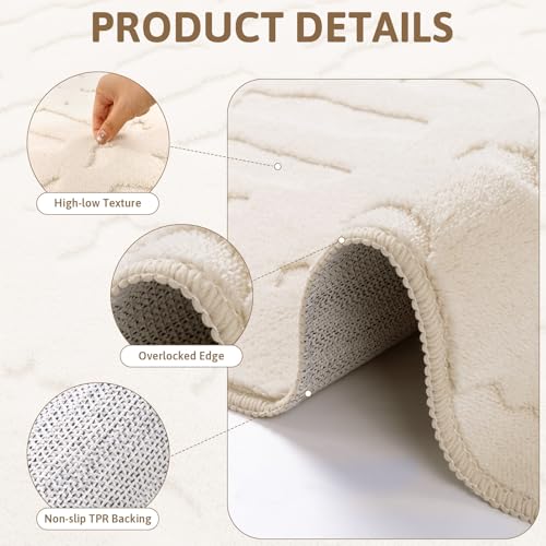 Yamaziot Washable 9x12 Area Rugs for Living Room Textured Non Slip, Beige - color: Beige, size: 9' x 12' (Rectangular)