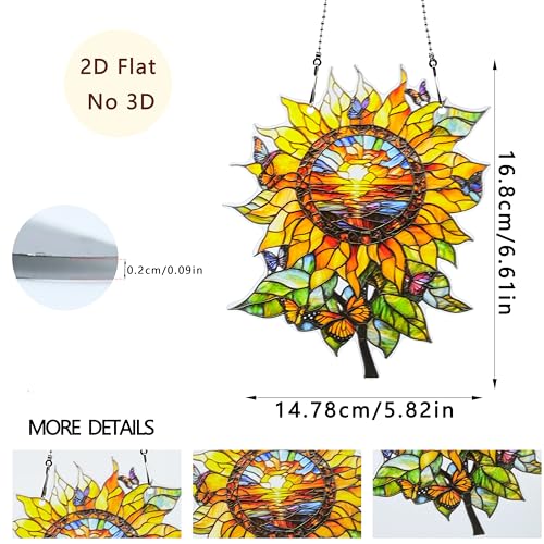 Sunflower Butterfly Ornaments Colorful Window Hanging Decorations Home Wall Decor for Indoor Outdoor - color: Sunflower Butterfly