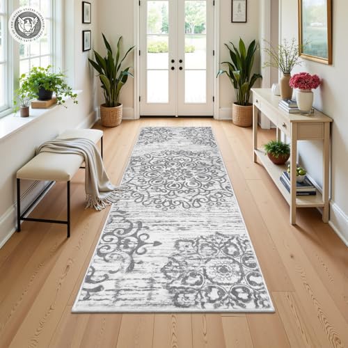 HEBE Hallway Runner Rug 2'x6', Washable Non Slip Kitchen Rug Runner - color: Grey, size: 2' x 6' (Rectangular)