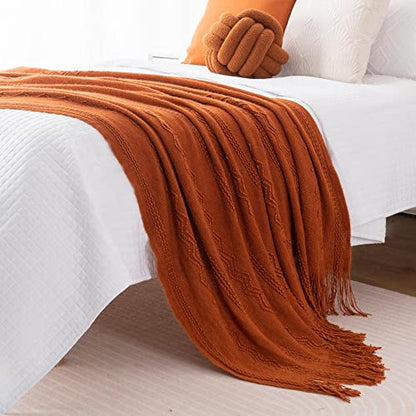 BATTILO HOME Rust Throw Blanket for Couch, 50"x60" - color: Caramel, size: 50 x 60 in.
