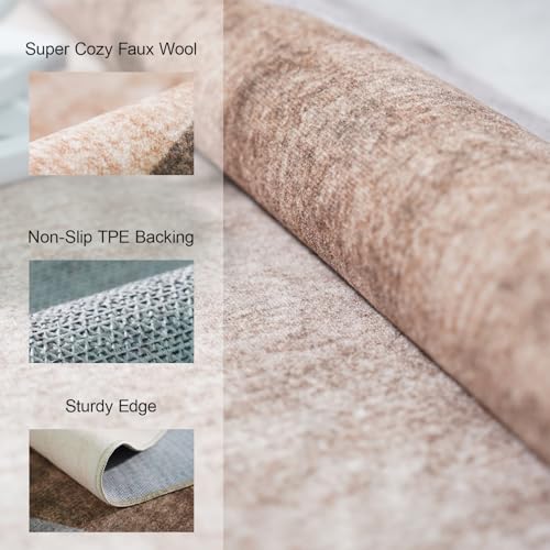 2x3 Washable Geometric Area Rug - Non-Slip Entryway Throw Rugs Tan Beige - color: Tan Beige, size: 2' x 3' (Rectangular)
