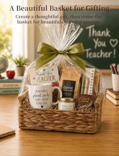 Wicker Basket, Large Basket for Gift Baskets Empty, 13.4x9.5x4.7in - color: Chestnut, size: Medium