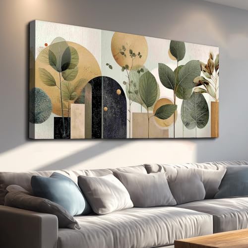 Large Abstract Canvas Wall Art,Boho Wall Decor,Green Botanical Canvas Print Artwork,Artwork for Walls Big Plant Paintings,Modern Abstract Pictures, for Bedroom Living Room Hallway Home Decor - color: Abstract Canvas Wall Art, size: 58"L x 29"W