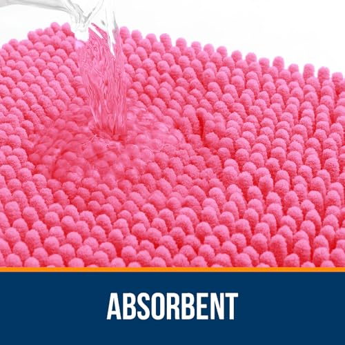 OLANLY Toilet Rugs U-Shaped 20x20, Soft Absorbent Chenille Contour Rugs - color: Hot Pink, size: 20" X 20" Contour Rug