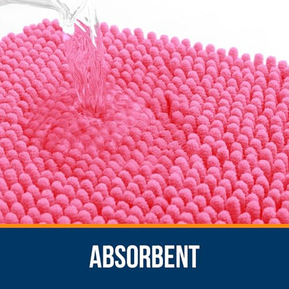 OLANLY Toilet Rugs U-Shaped 20x20, Soft Absorbent Chenille Contour Rugs - color: Hot Pink, size: 20" X 20" Contour Rug