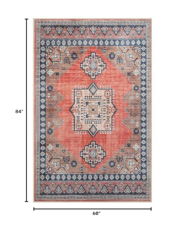 Boho Persian 5x7 Rust Area Rug for Living Room Dining Room Office Bedroom - color: Warm Rust, size: 5 x 7 feet