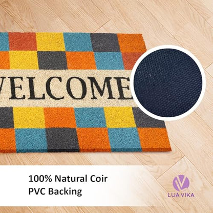 Coir Door Mats Outdoor and Indoor, Modern Welcome, 16 x 27,5 in - color: Modern Welcome